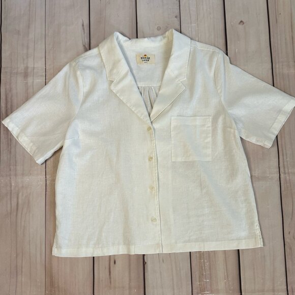 Marine Layer Shirt Button Down Short Sleeve Womans Hemp Blend Casual Small Relax - Picture 10 of 10